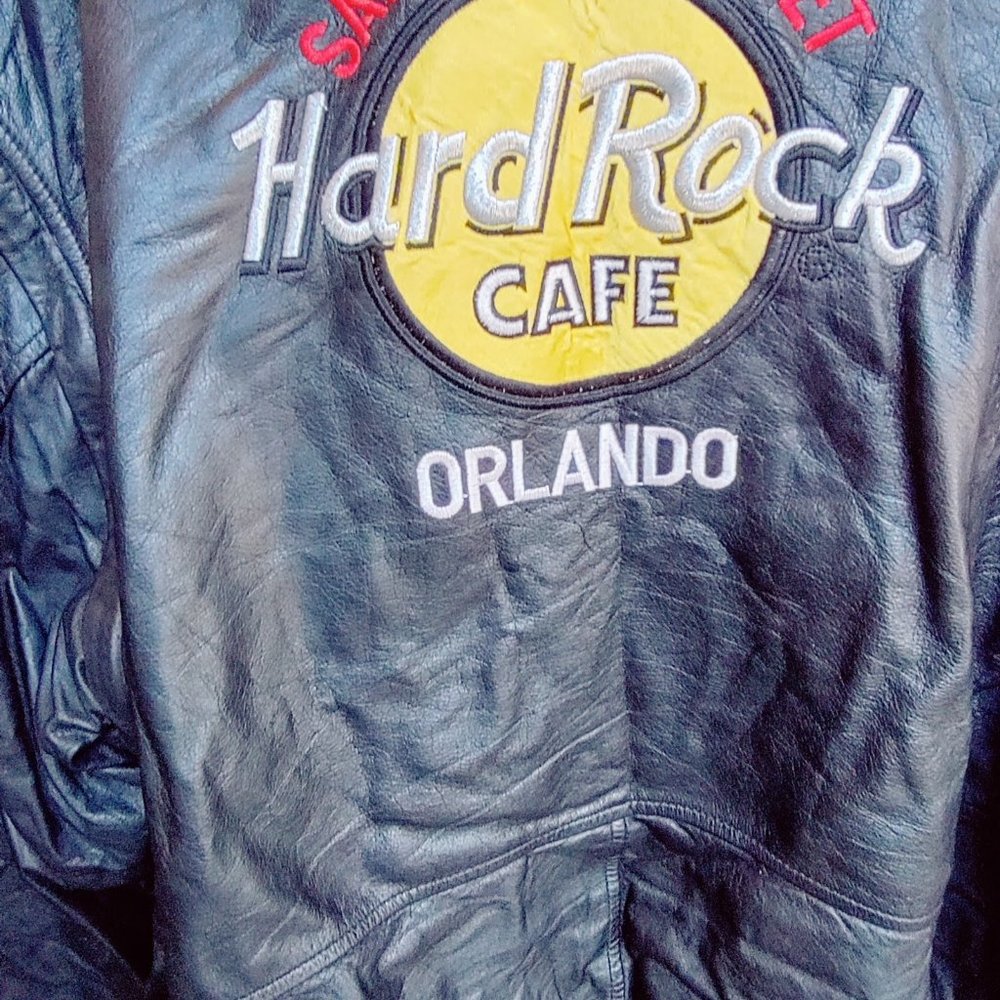 Vintage Hard Rock Cafe Orlando Black Leather Jacket/Vest